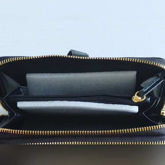 Joy Mangano Womens Leather Double Zipper Wallet Large Black - Picture 6 of 13